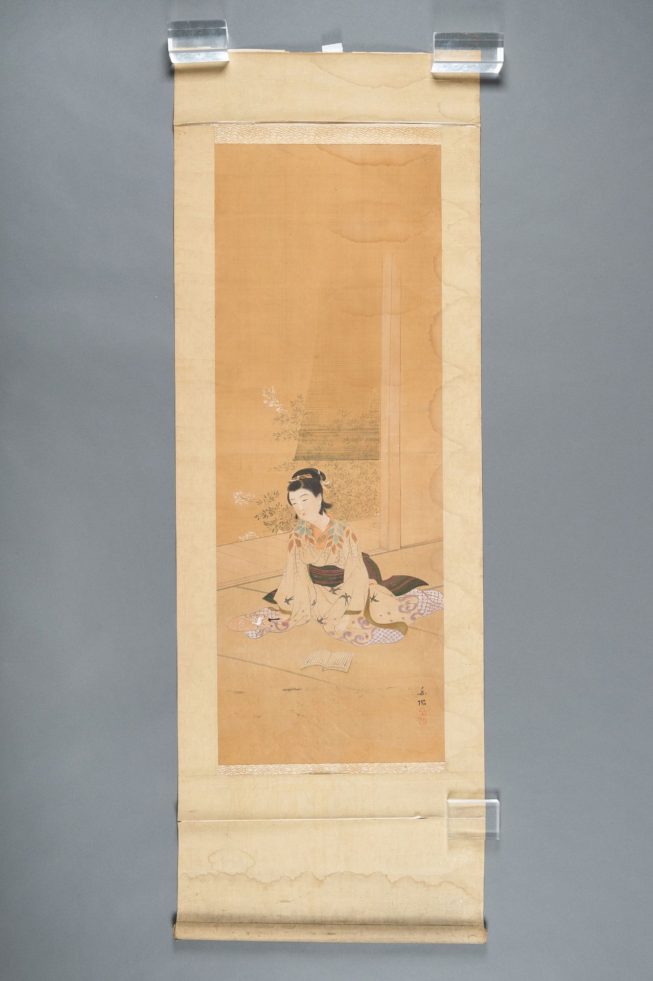 A SCROLL PAINTING DEPICTING A LADY, MEIJI - Image 2 of 8