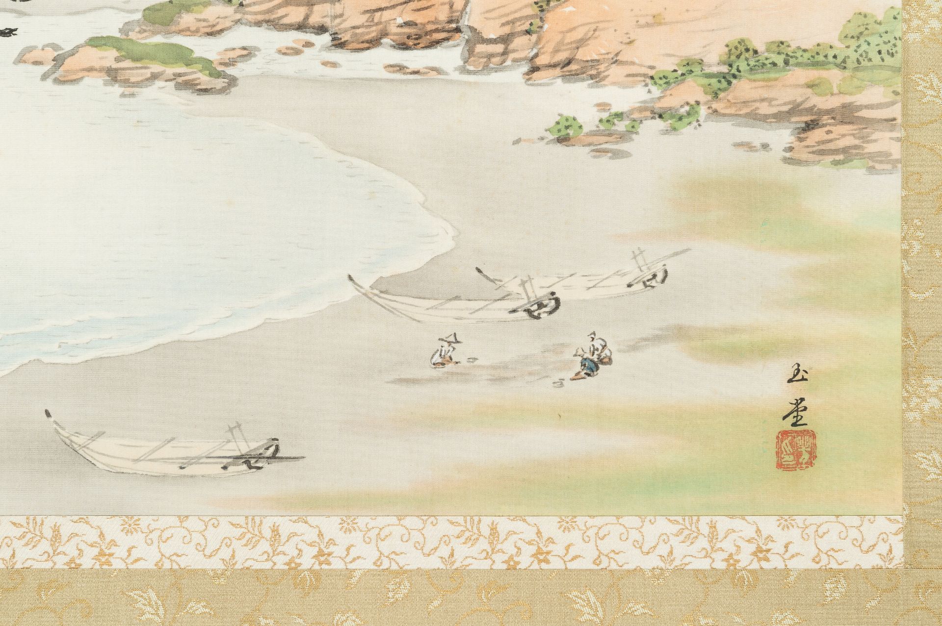 GYOKUDO KAWAI (1873-1957): A SCROLL PAINTING OF A SEASIDE LANDSCAPE - Image 10 of 16