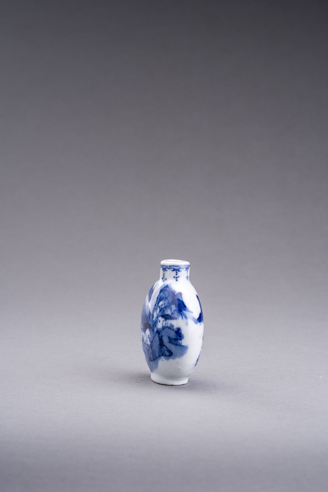 TWO BLUE AND WHITE PORCELAIN SNUFF BOTTLES, QING DYNASTY - Image 7 of 13