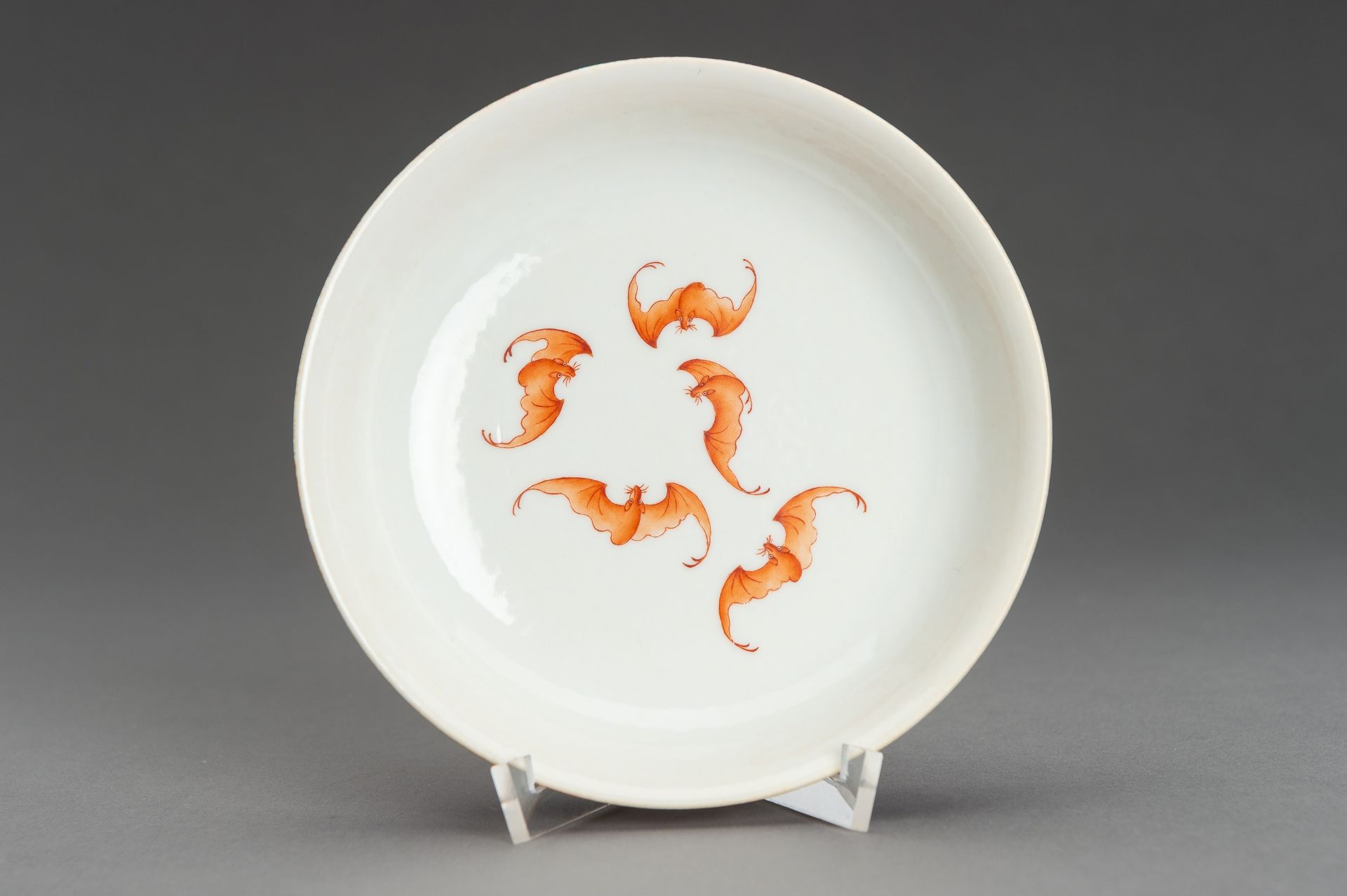 A PAIR OF RED GROUND 'BATS AND CRANES' SAUCER DISHES, GUANGXU MARK AND PROBABLY OF THE PERIOD - Image 3 of 13