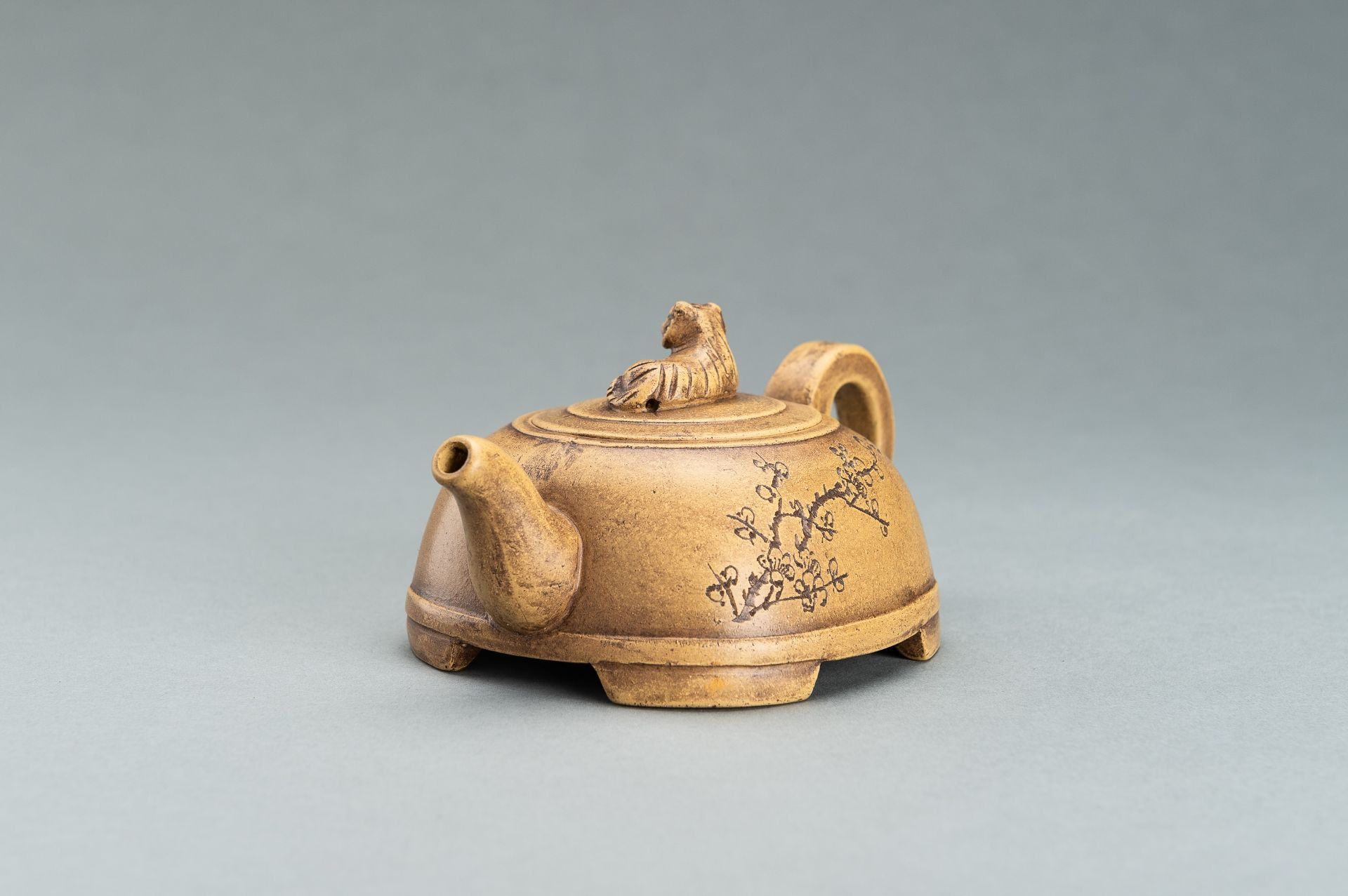 AN YIXING TEAPOT WITH FLOWERS - Image 4 of 15