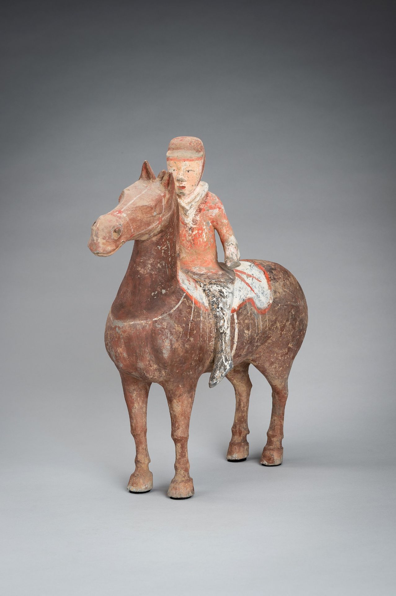 A POTTERY FIGURE OF AN EQUESTRIAN, HAN DYNASTY - Image 5 of 13