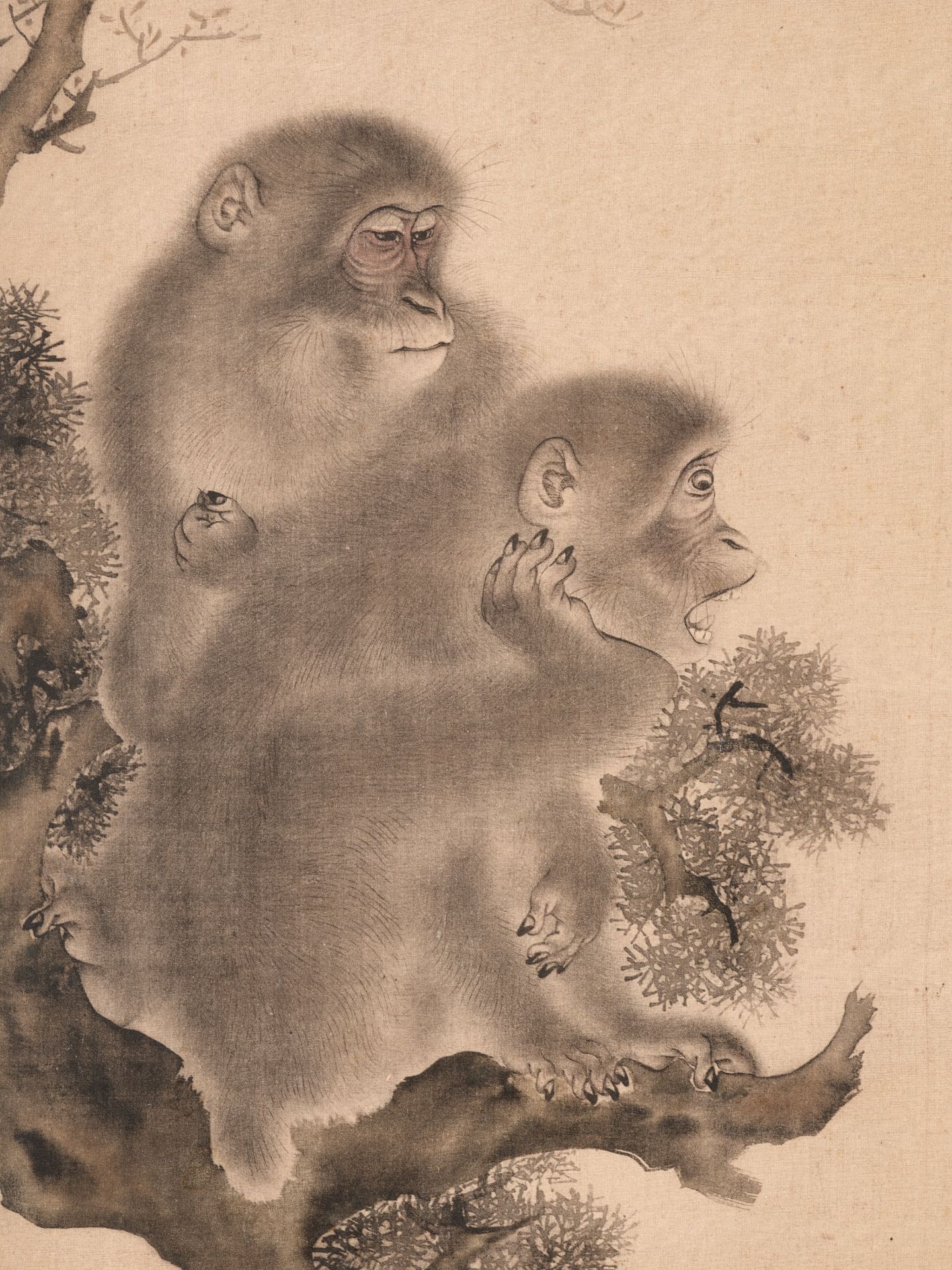 AFTER MORI SOSEN: A SMALL PRINT OF TWO MONKEYS