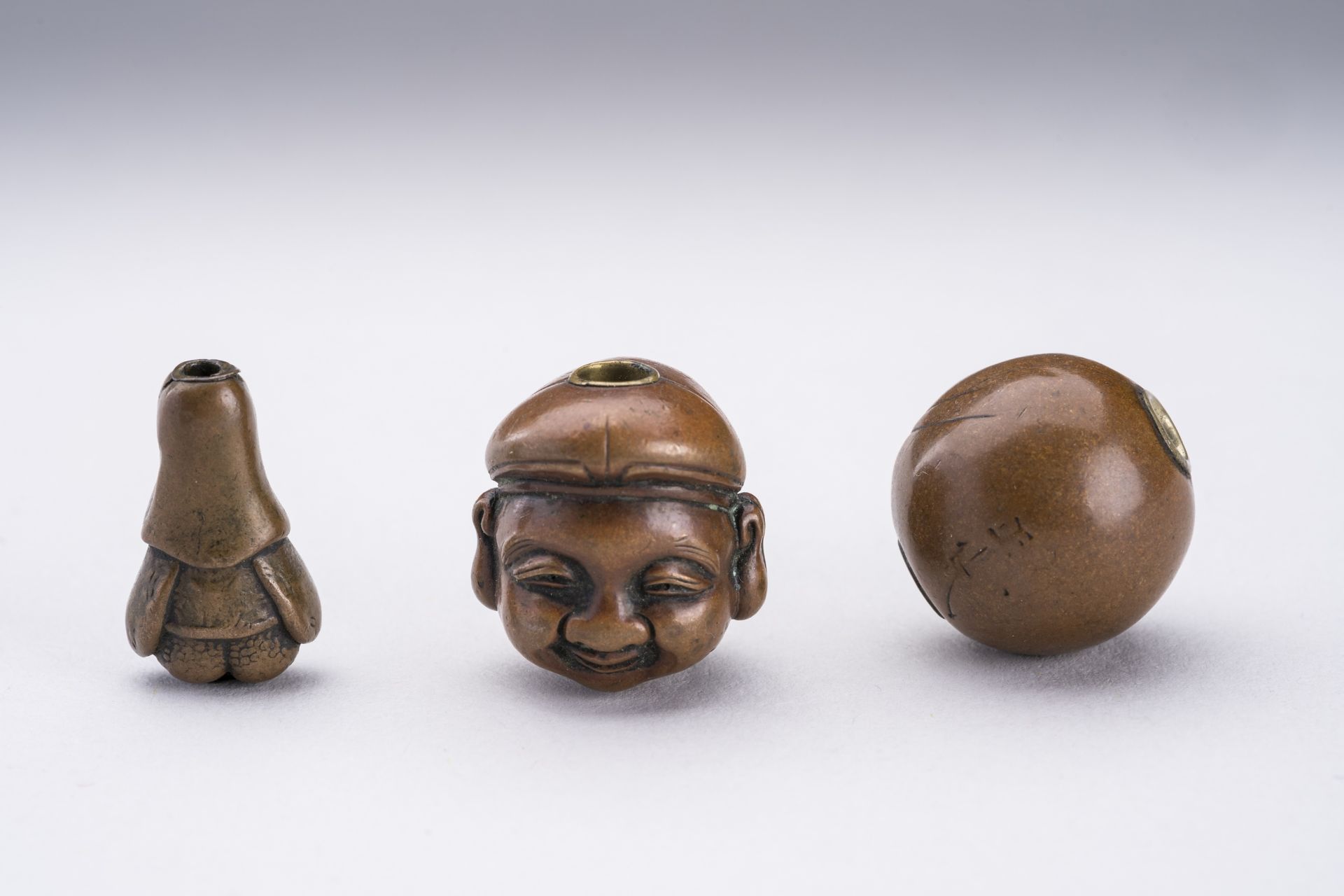 A GROUP OF THREE COPPER OJIME, 19th CENTURY - Image 4 of 8