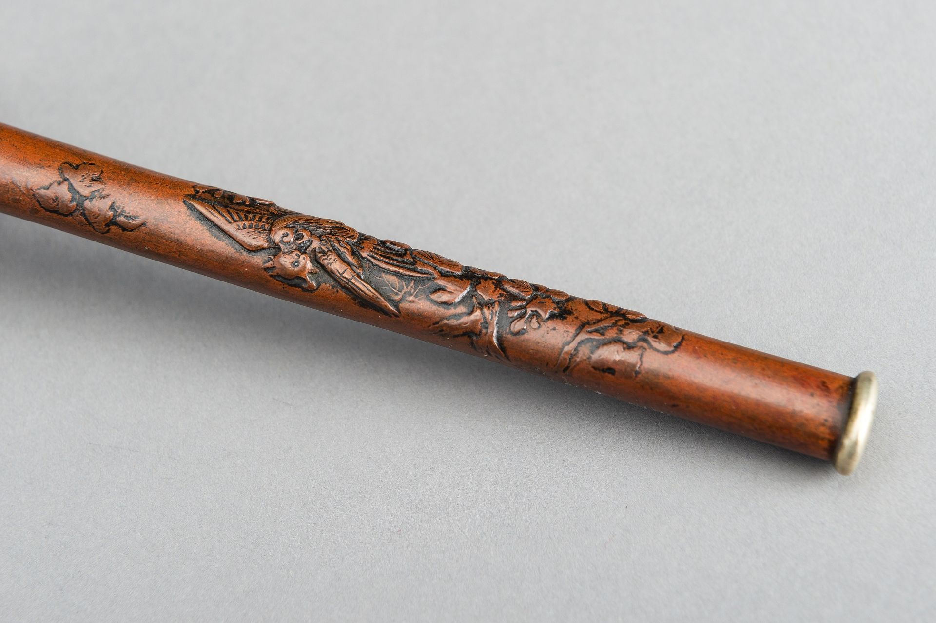 A SILVER INLAID COPPER BRONZE YATATE, MEIJI - Bild 7 aus 10