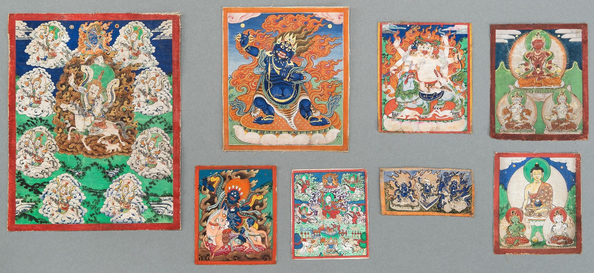 A GROUP OF EIGHT TSAKALI THANGKAS