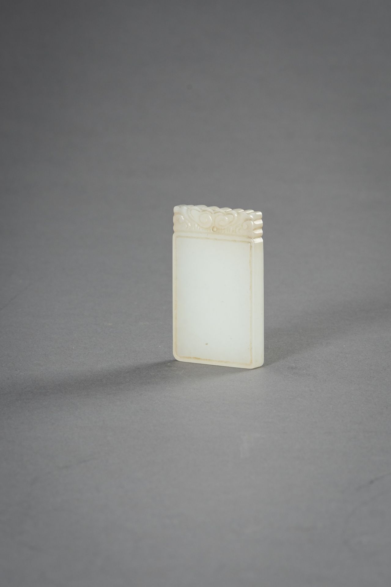 A MINIATURE WHITE JADE PLAQUE, 1930s - Image 5 of 8