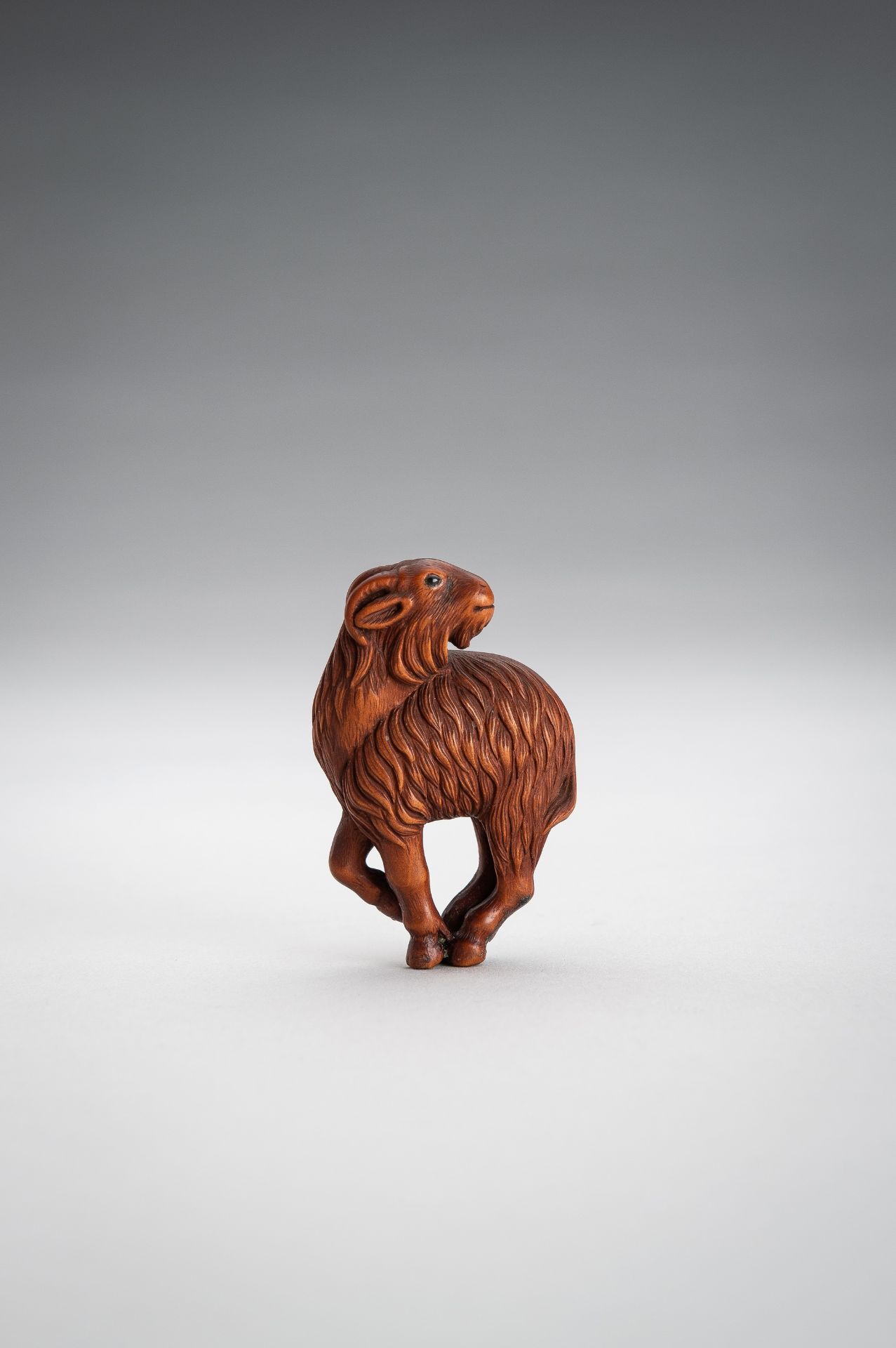 A WOOD NETSUKE OF A GOAT - Image 3 of 11