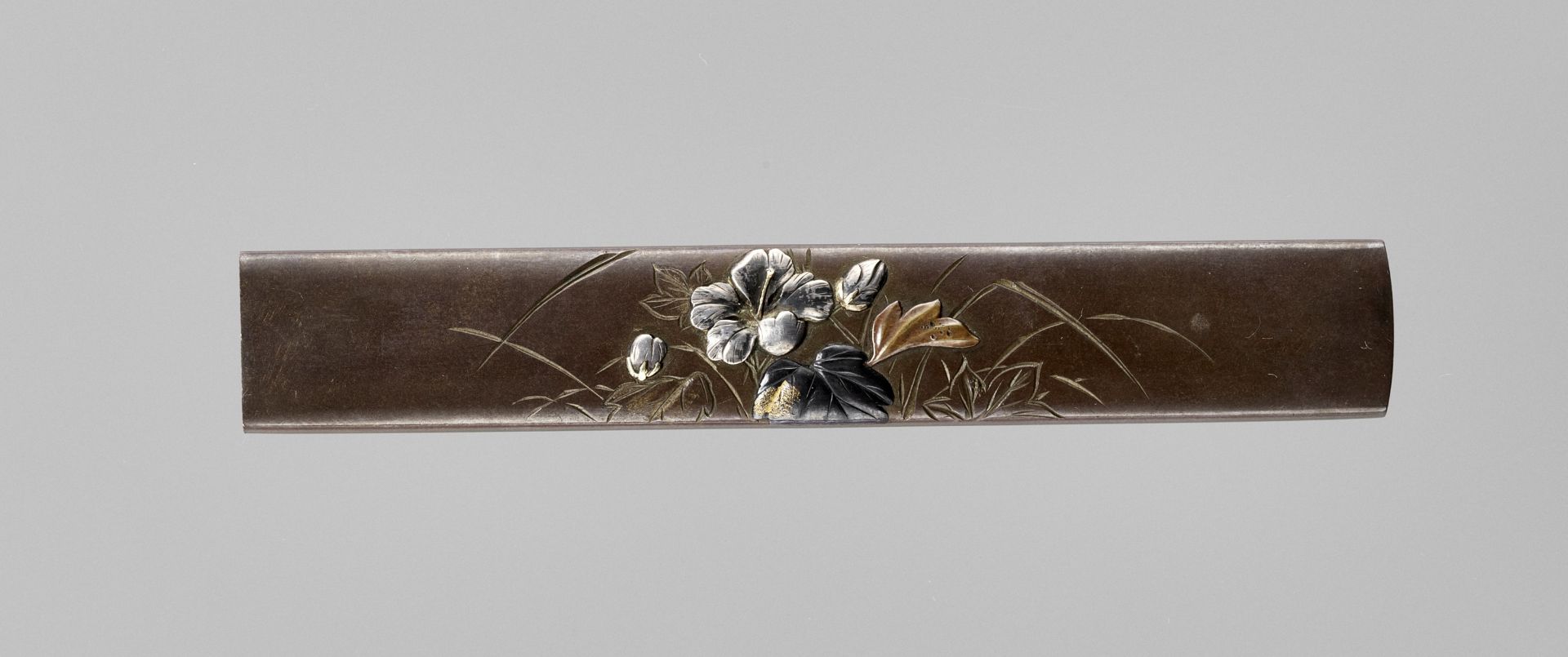 SEIMIN: A SHIBUICHI KOZUKA WITH MALLOW FLOWERS