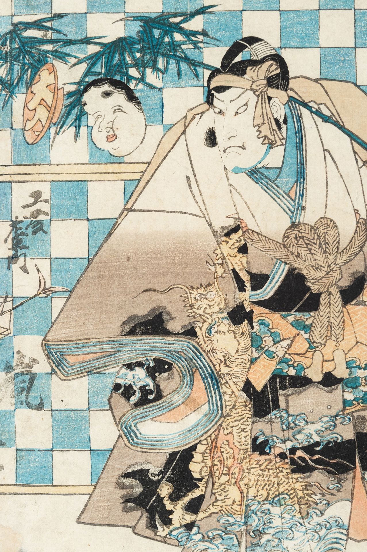 UTAGAWA TOYOKUNI III: A COLOR WOODBLOCK PRINT TYPTICH DEPICTING SOGA MONOGATARI - Image 11 of 15