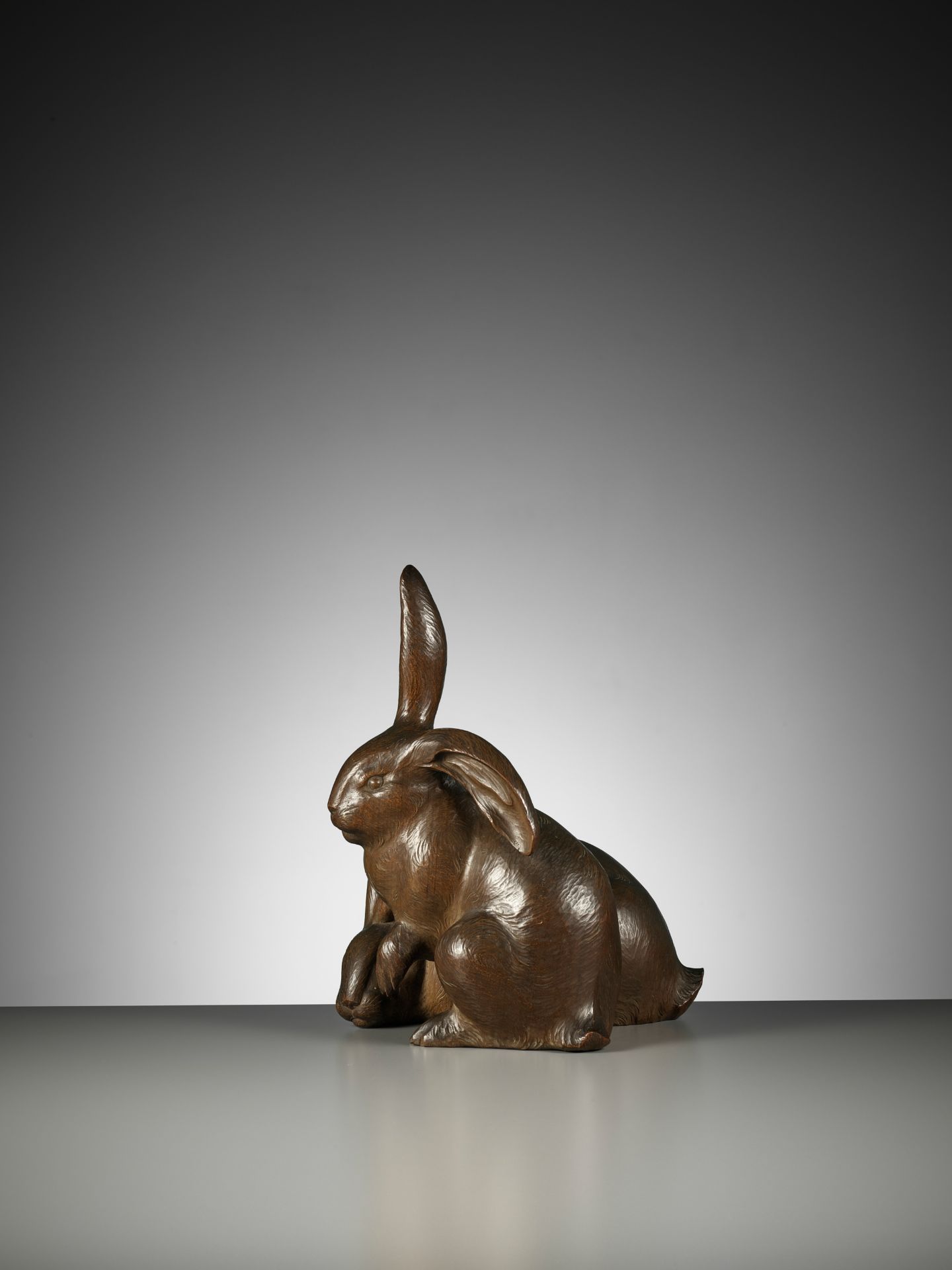 HIROYUKI: A FINE BOXWOOD OKIMONO OF LONG-EARED HARES - Image 6 of 13