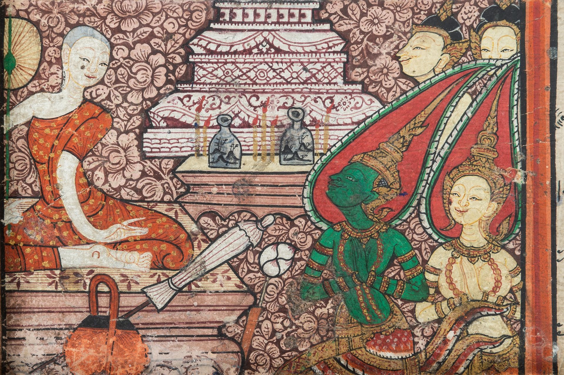 TWO ILLUSTRATED 'PHRA MALAI' MANUSCRIPT LEAVES, 19TH CENTURY - Image 7 of 17