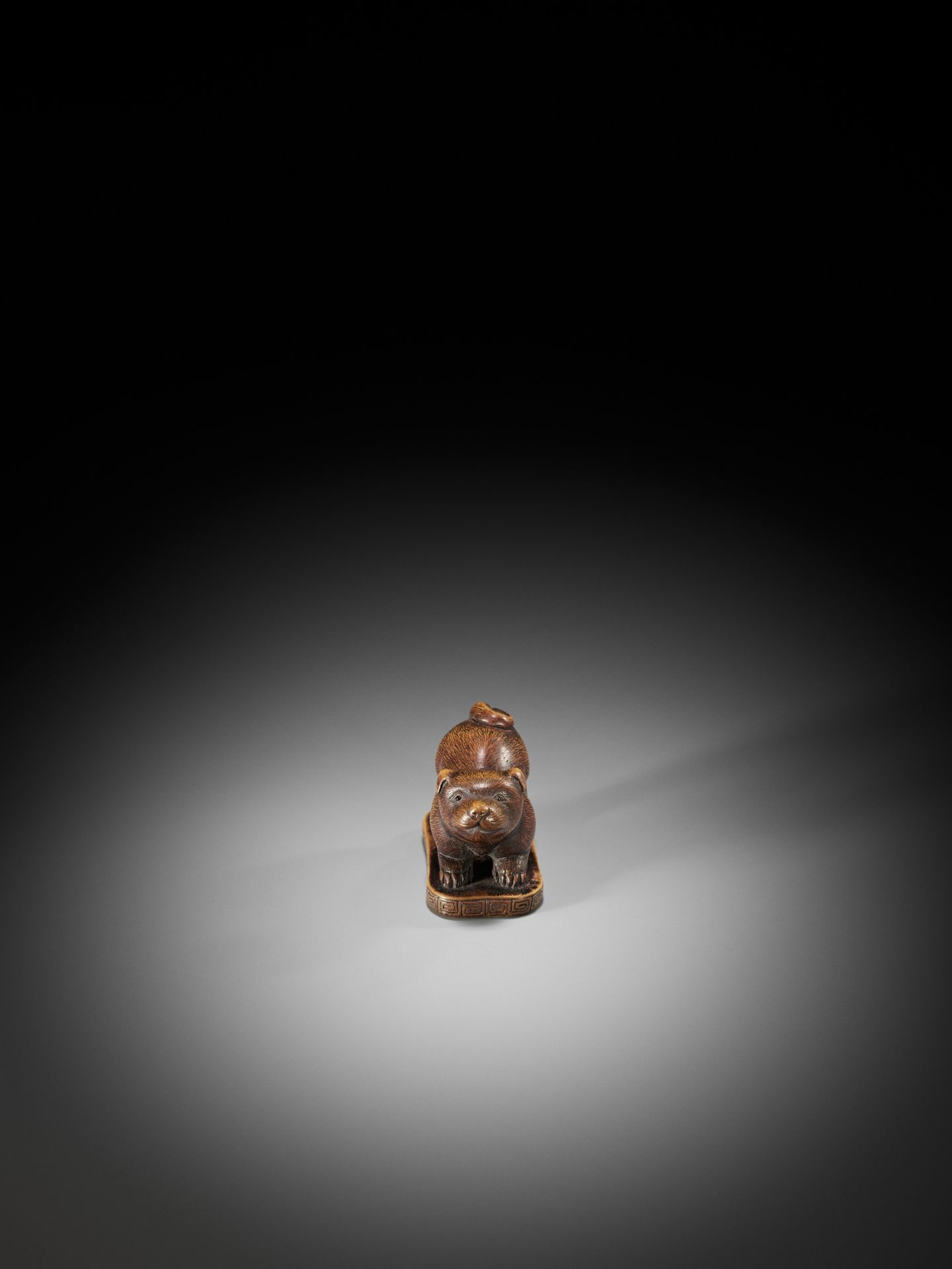 TOSEI: A CHARMING WOOD NETSUKE OF A PUPPY - Image 5 of 11