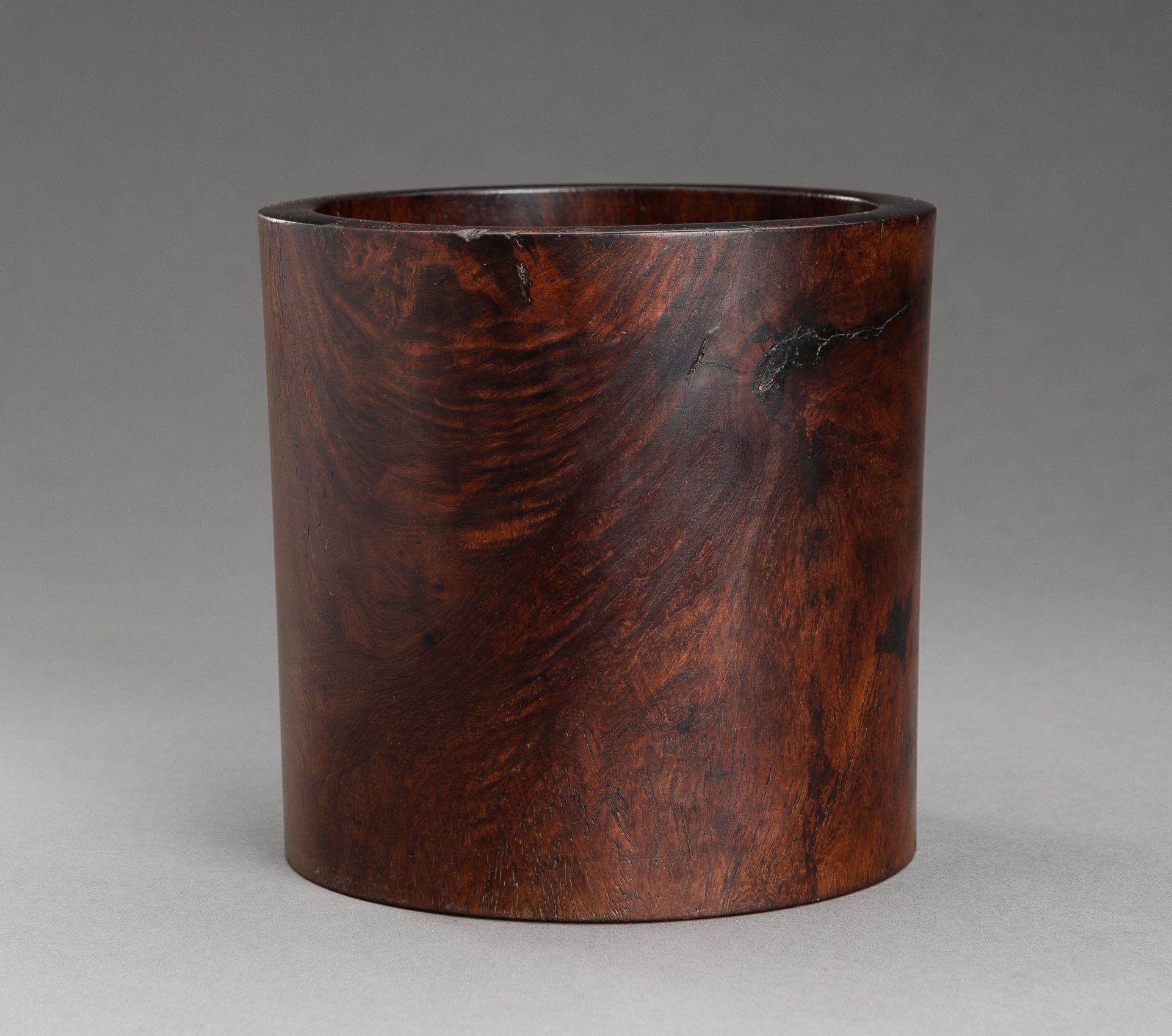 A FINE WOODEN BRUSHPOT, BITONG, QING