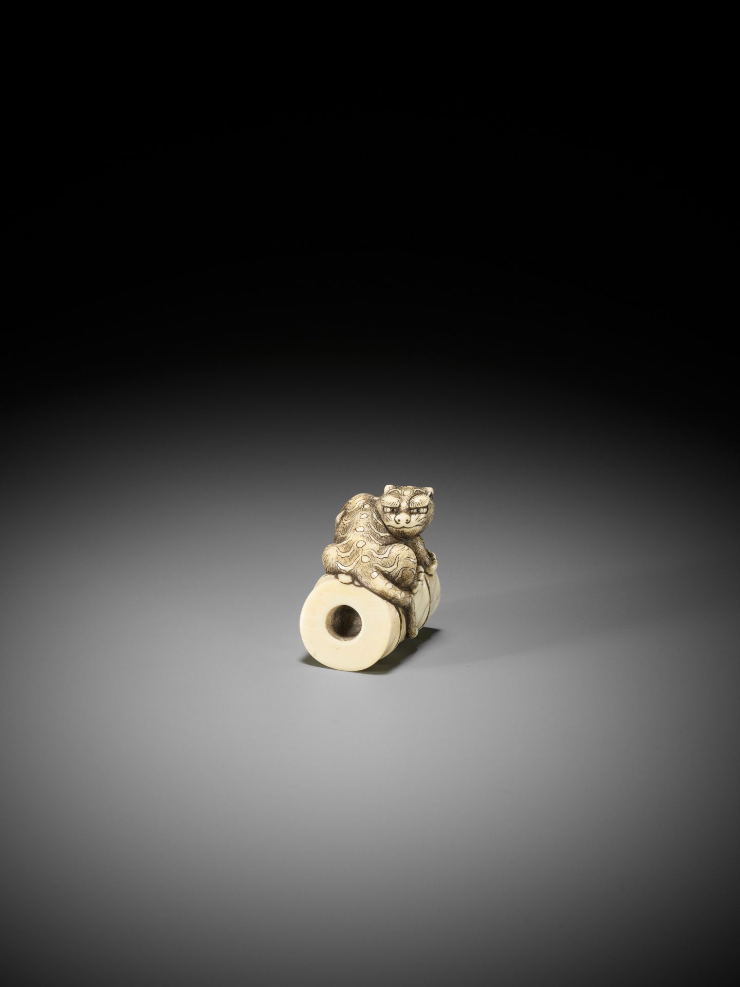 A FINE OSAKA SCHOOL IVORY NETSUKE OF A TIGER ON BAMBOO - Bild 10 aus 13