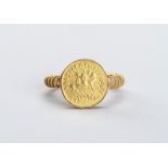 A BACTRIAN GOLD COIN RING
