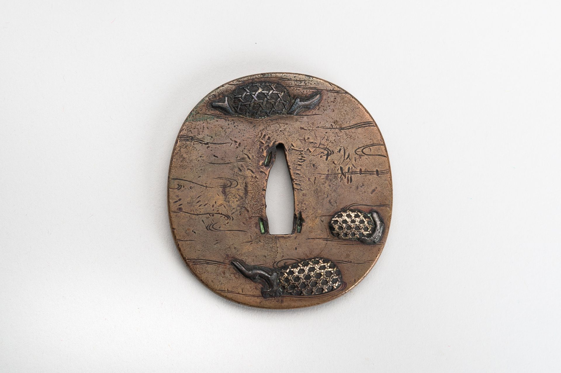 A LOT WITH THREE COPPER AND BRASS TSUBA, 19th CENTURY - Image 8 of 12