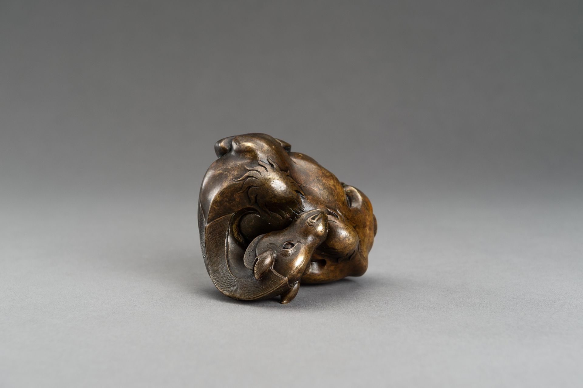 A BRONZE SCROLL WEIGHT OF A BACTRIAN CAMEL, QING - Image 10 of 12