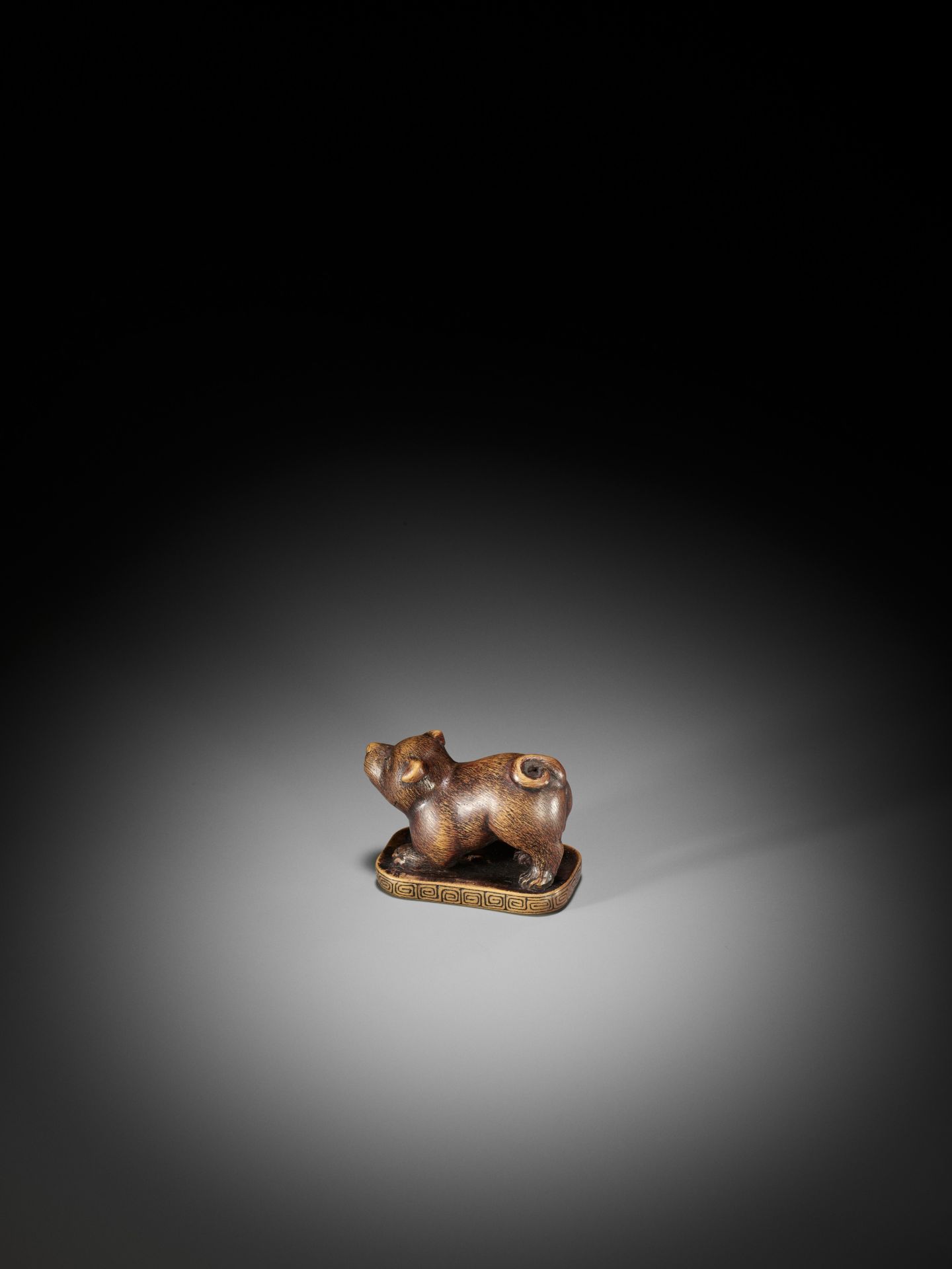 TOSEI: A CHARMING WOOD NETSUKE OF A PUPPY - Image 8 of 11