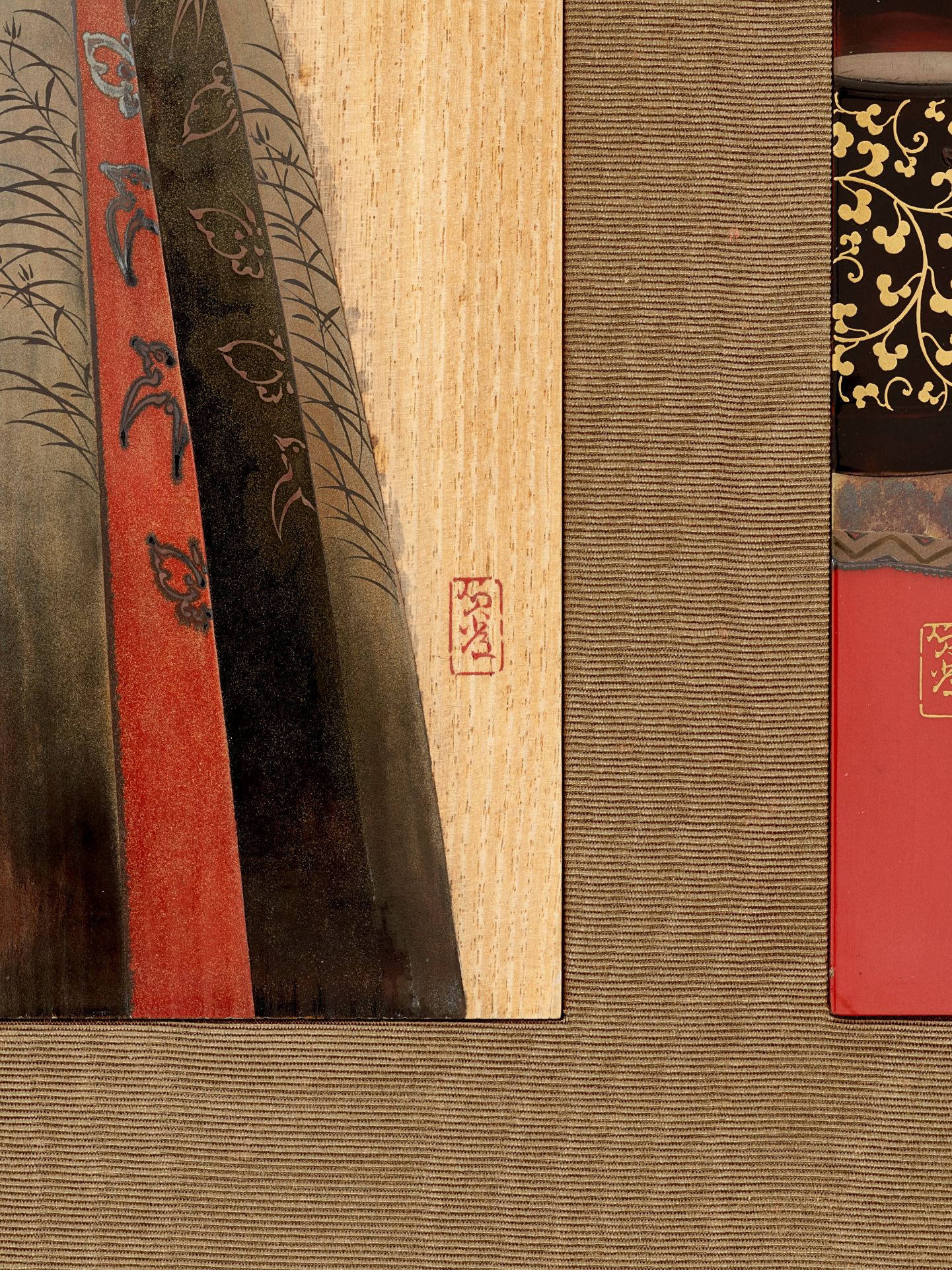 SADAATSU: A FINE ZESHIN-SCHOOL SET OF FIVE LACQUER TANZAKU (POEM CARDS) WITH FIVE FESTIVALS OF JAPAN - Image 13 of 15