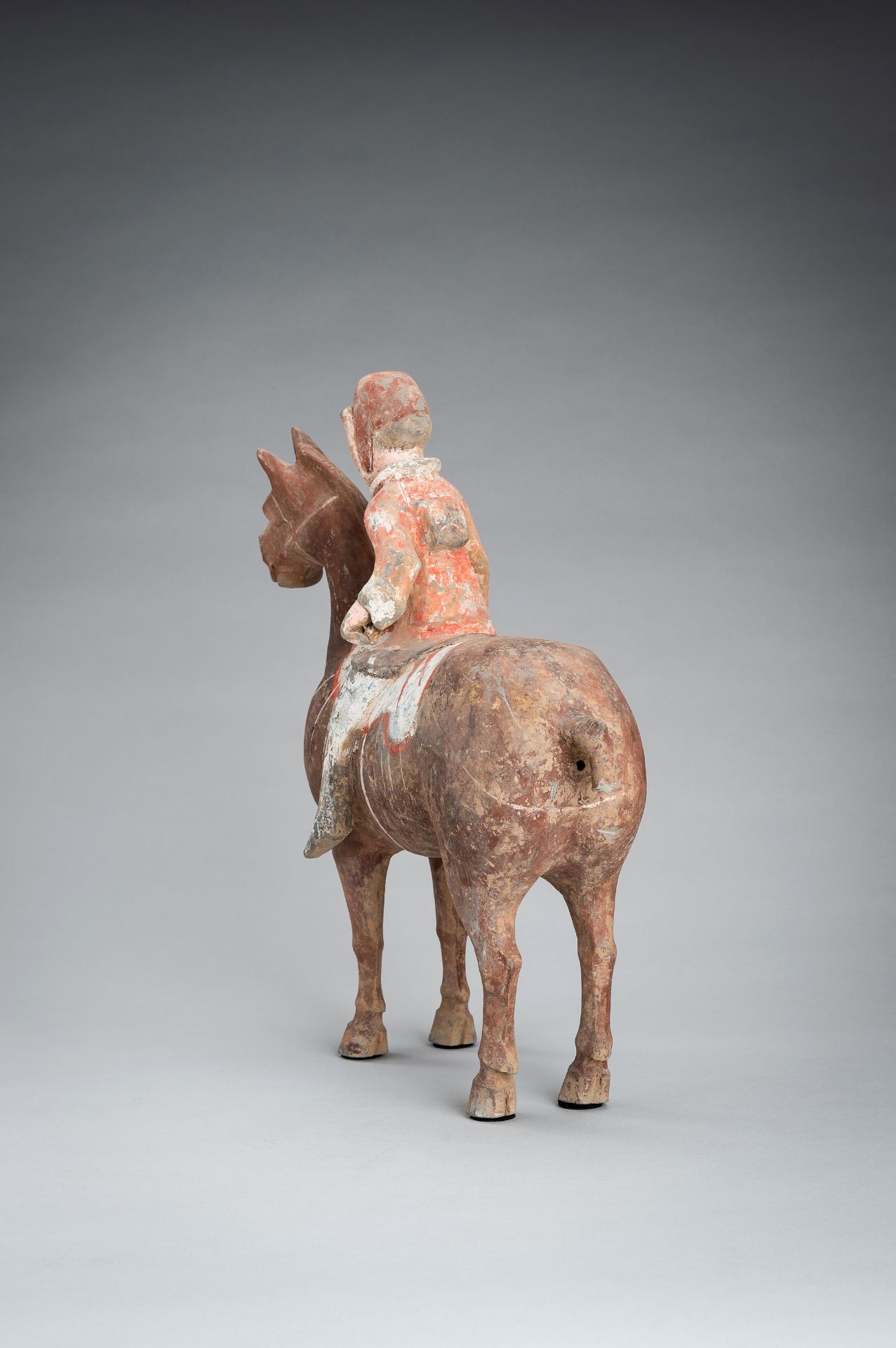 A POTTERY FIGURE OF AN EQUESTRIAN, HAN DYNASTY - Image 6 of 13