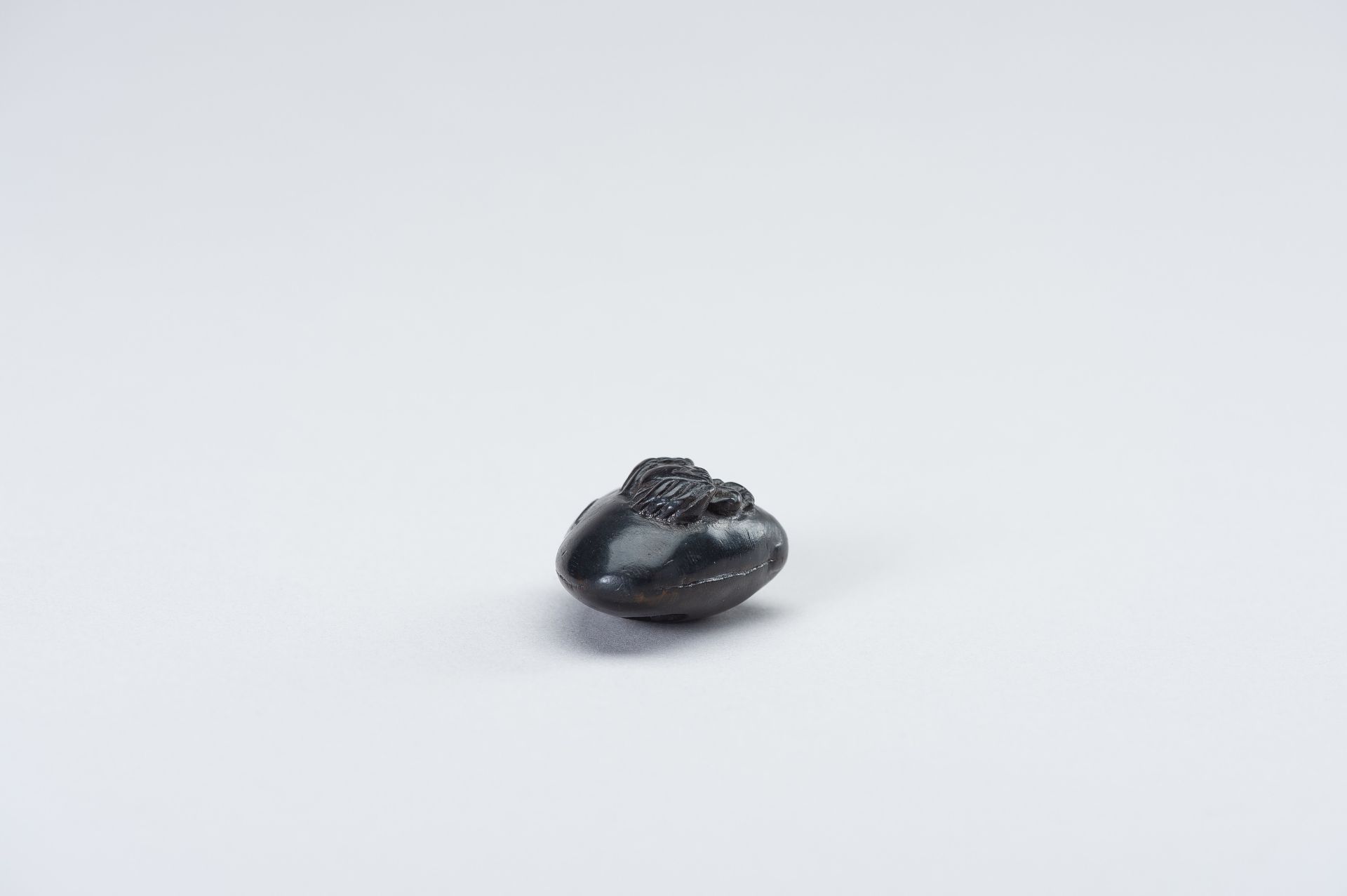 AN EBONY NETSUKE OF A HAMAGURI CLAM WITH CRAB AND OCTOPUS - Image 5 of 12