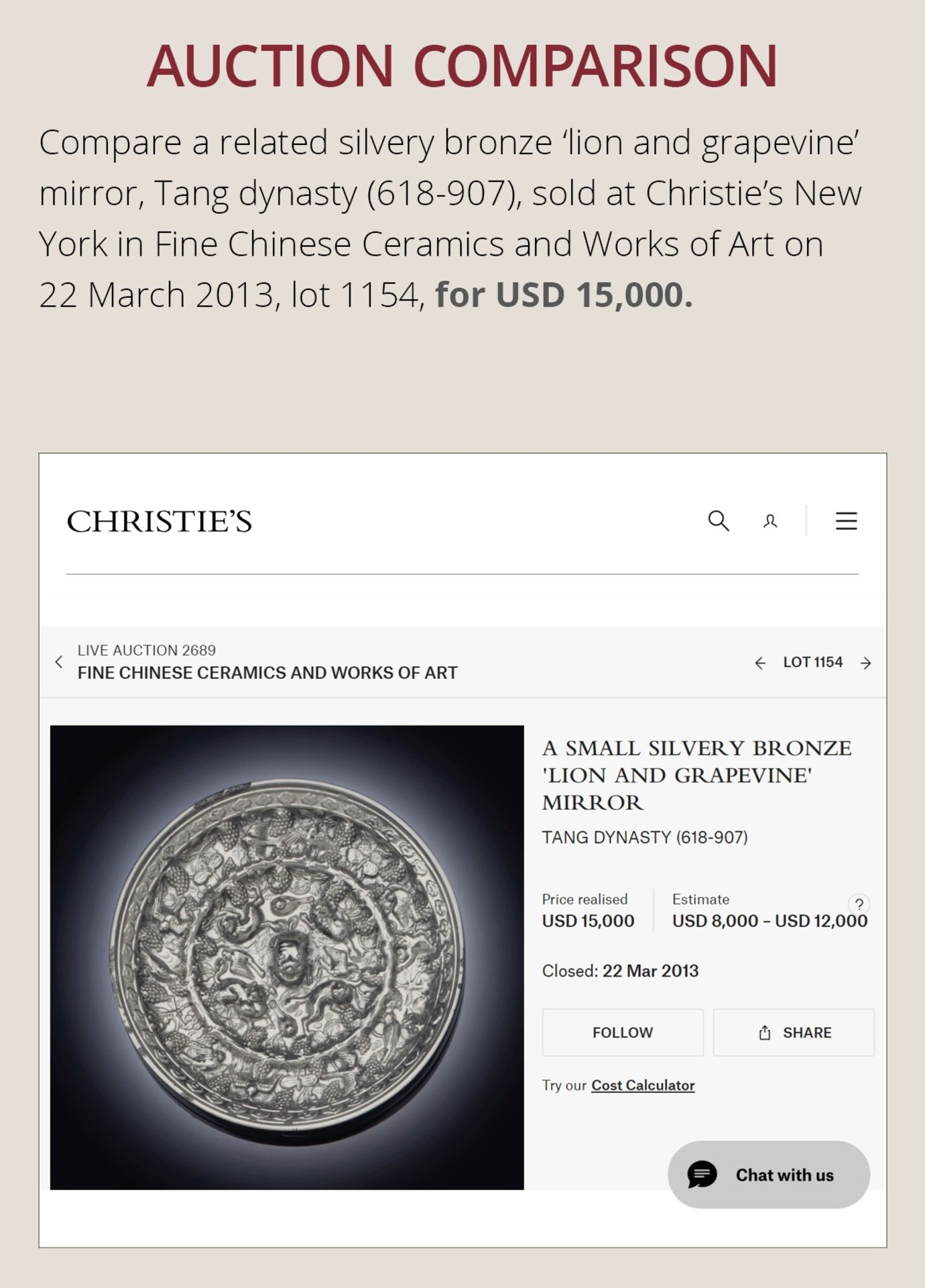 A SILVERY TANG DYNASTY BRONZE 'LION AND GRAPEVINE' MIRROR - Image 4 of 9