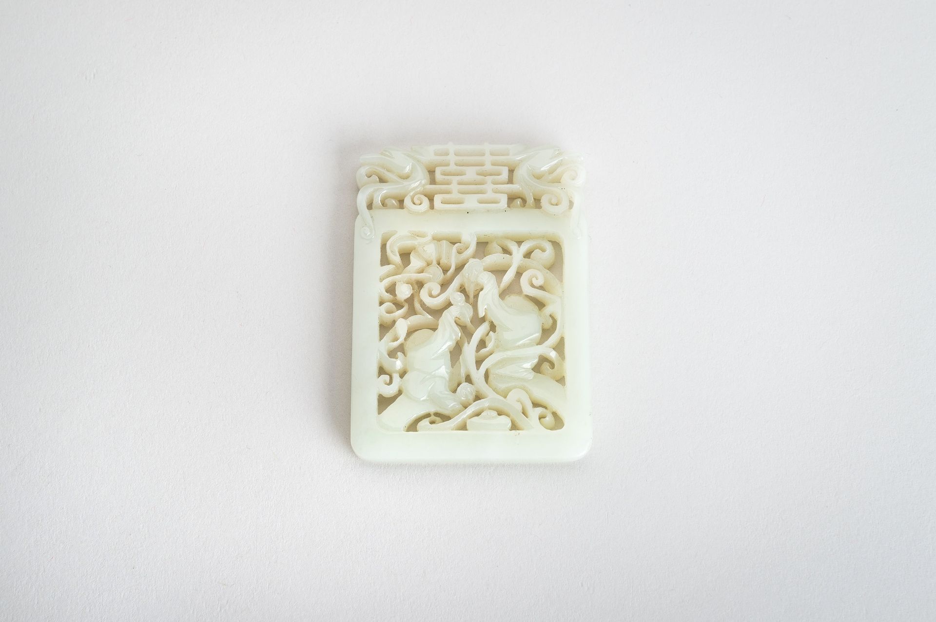 A PALE CELADON JADE PLAQUE WITH 'BOYS AT PLAY', 1900s - Image 2 of 9