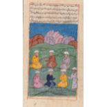A MUGHAL MINIATURE PAINTING OF SEVEN MEN, 19th CENTURY