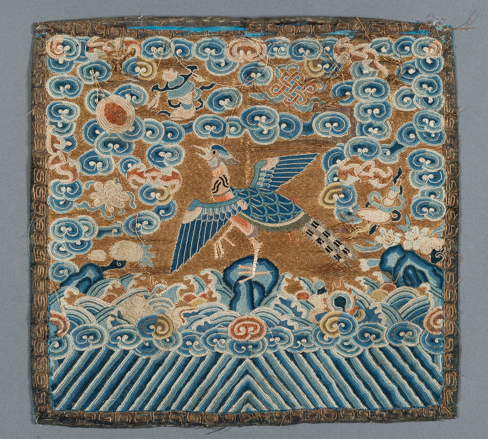 AN EMBROIDERED SILK 'CRANE' RANK BADGE, QING