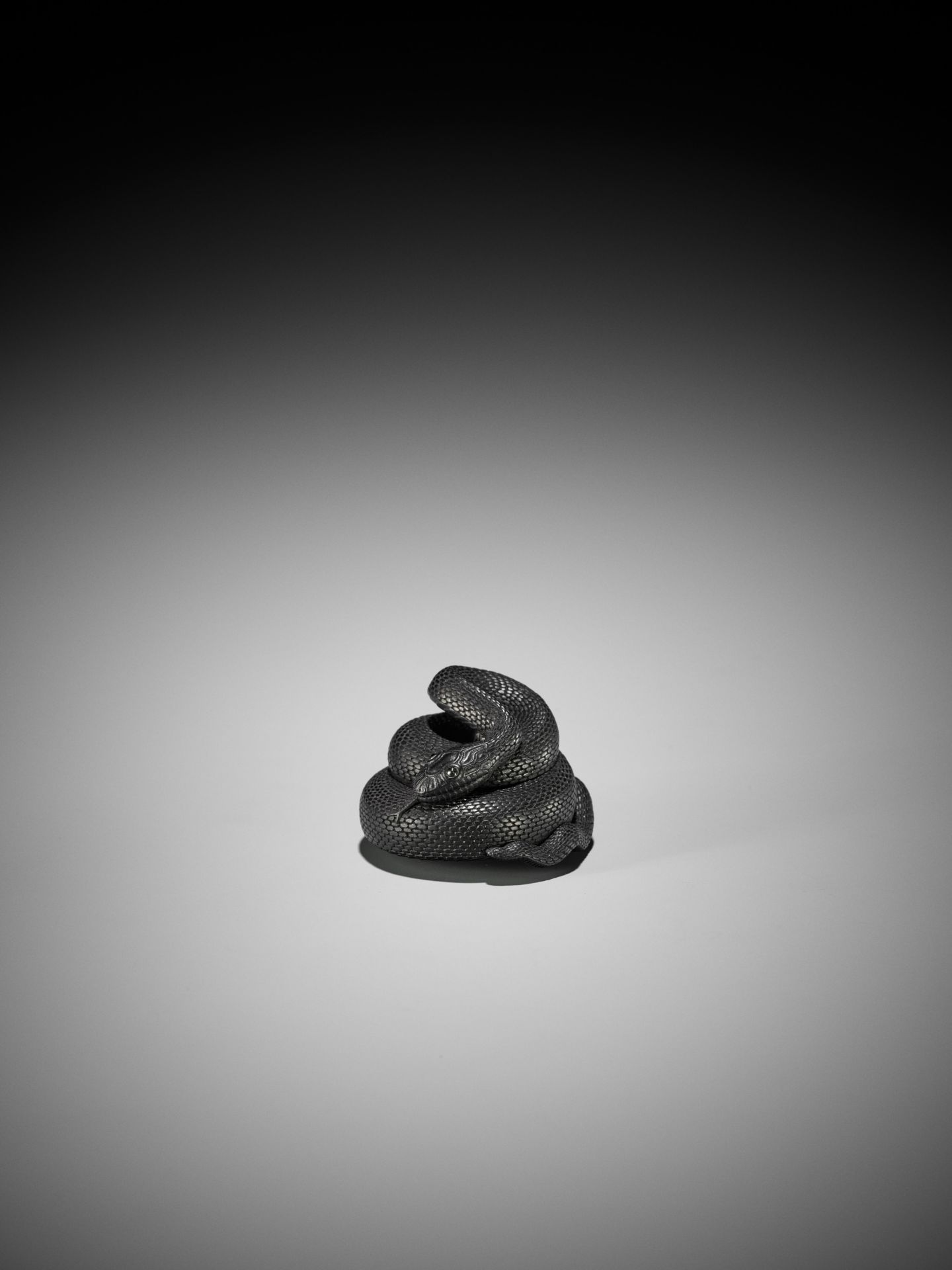 VADYM PYVOVAR: AN EBONY NETSUKE OF A COILED SNAKE AFTER MATSUDA SUKENAGA - Bild 2 aus 12