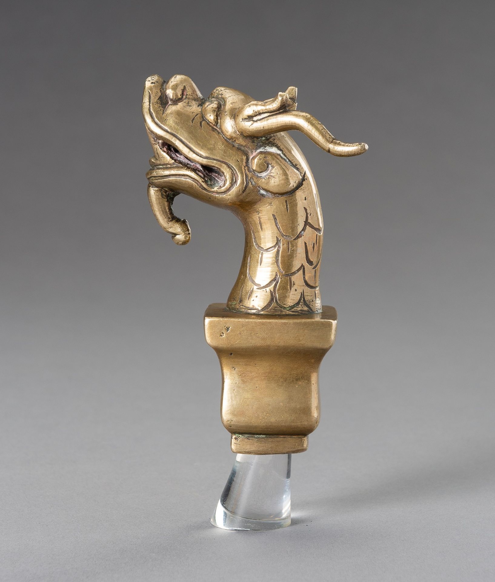 A BRONZE DRAGON HEAD FINIAL, REPUBLIC PERIOD