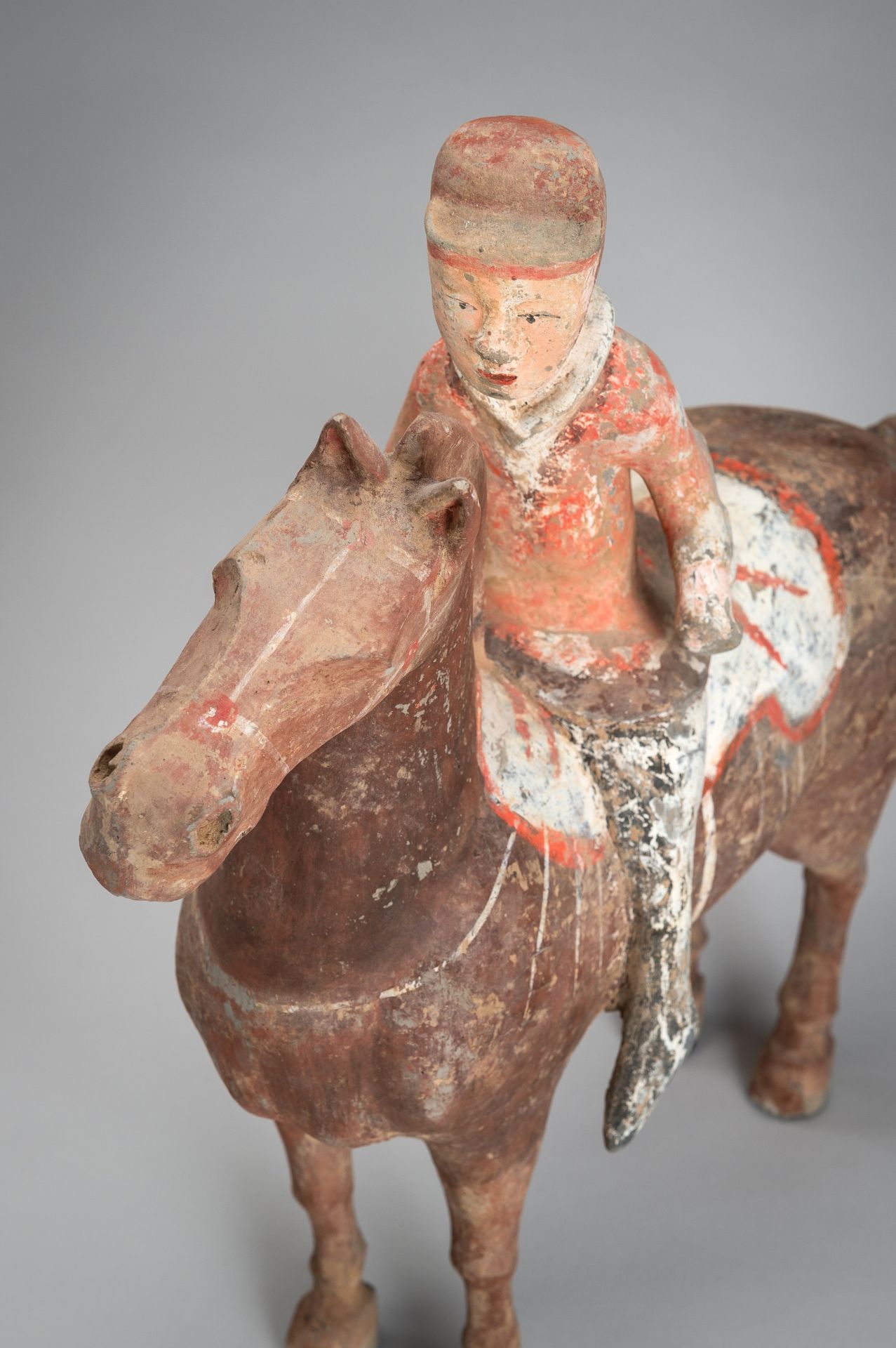 A POTTERY FIGURE OF AN EQUESTRIAN, HAN DYNASTY - Image 9 of 13