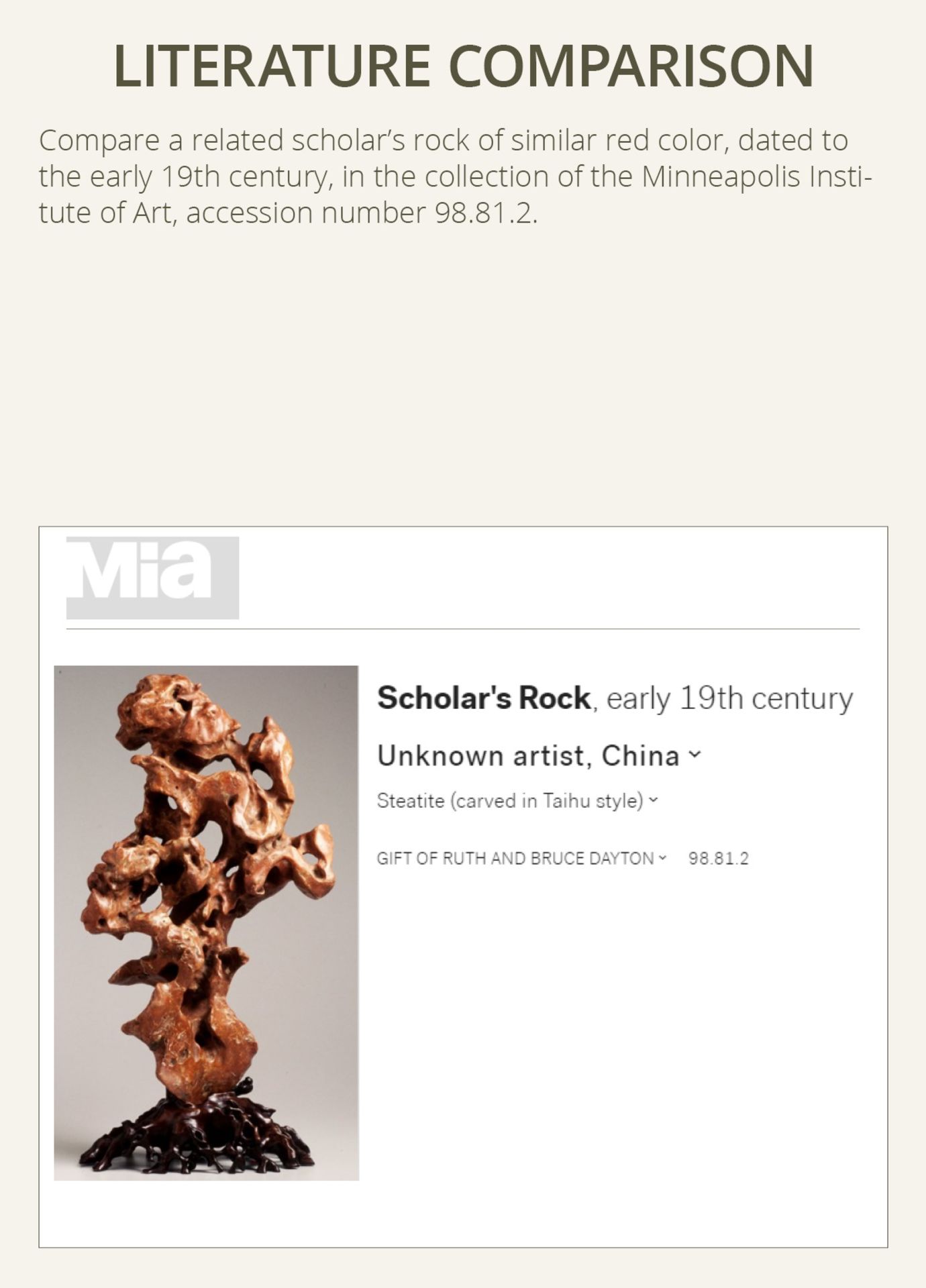 A LARGE SCHOLAR'S ROCK, SEDIMENTARY STONE, QING DYNASTY - Bild 4 aus 12