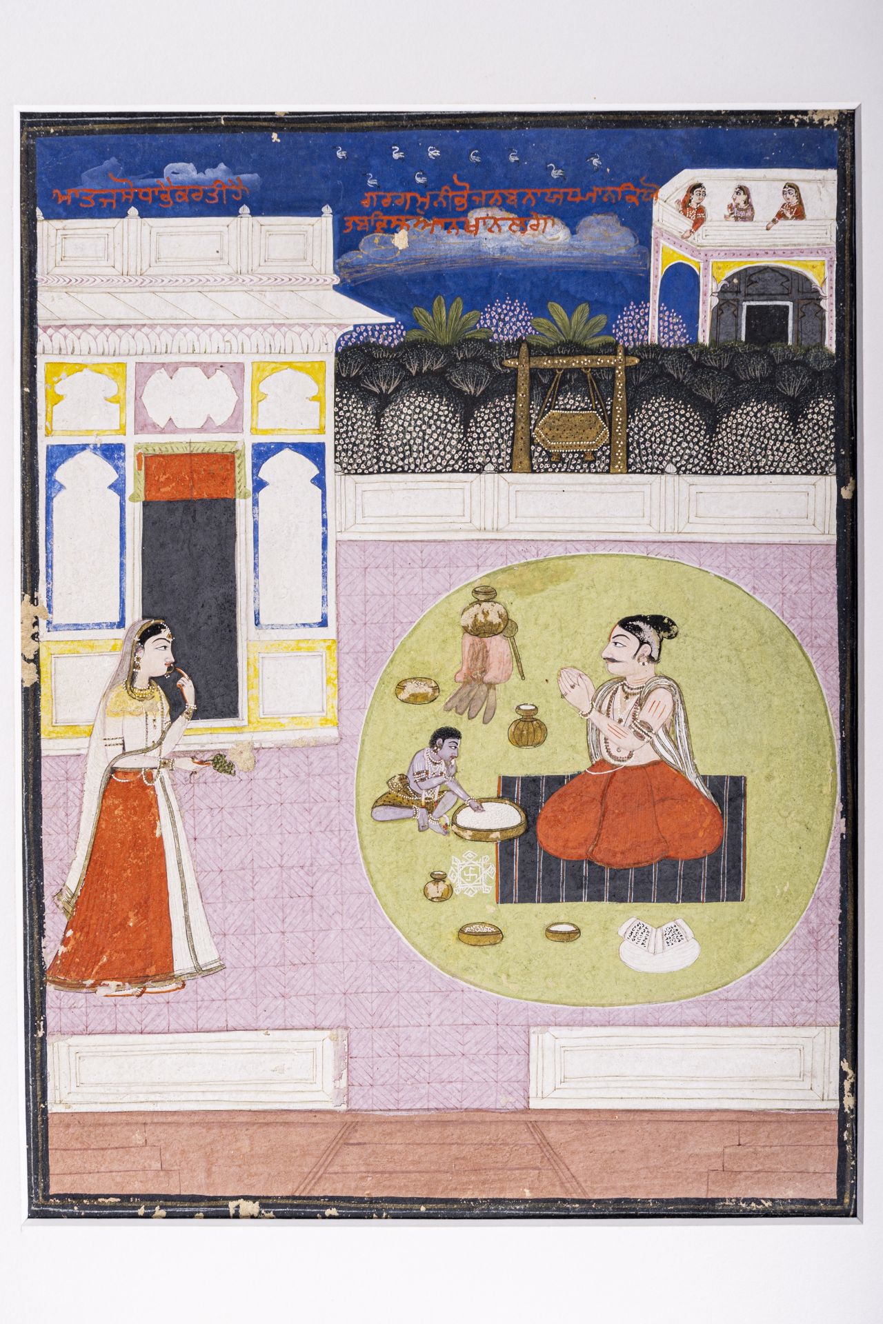 AN INDIAN MINIATURE PAINTING WITH BABY KRISHNA, 19th CENTURY - Image 3 of 5