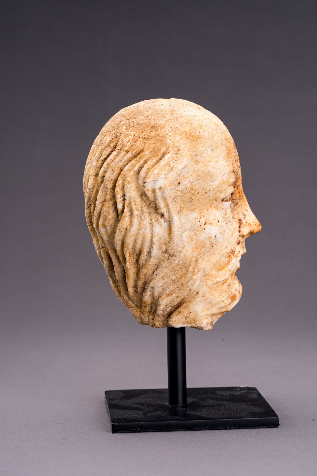 A GANDHARAN MARBLE HEAD OF A BEARDED MAN - Image 3 of 7