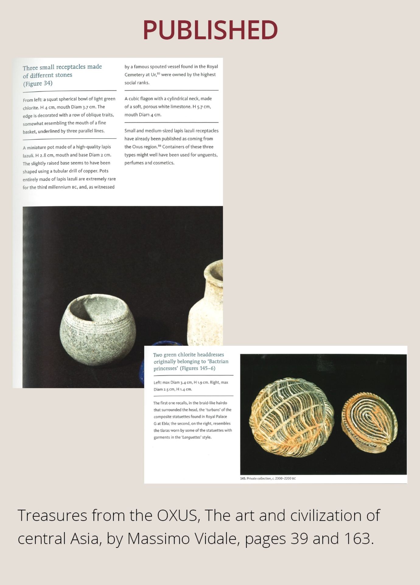 A FINE AND PUBLISHED OXUS GROUP OF TWO CHLORITE HEADDRESSES AND A BOWL - Bild 4 aus 12