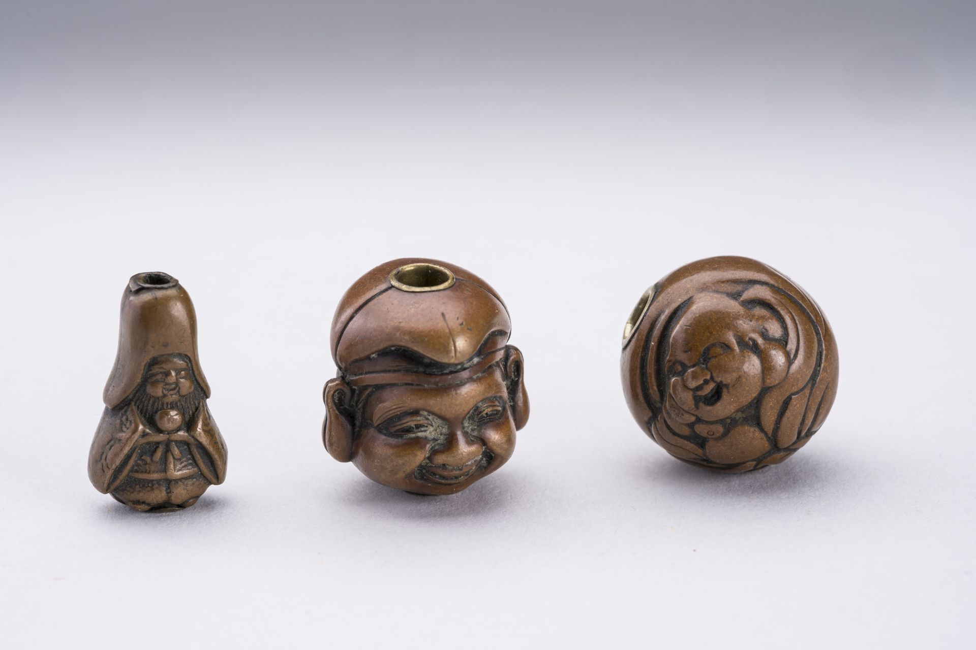 A GROUP OF THREE COPPER OJIME, 19th CENTURY