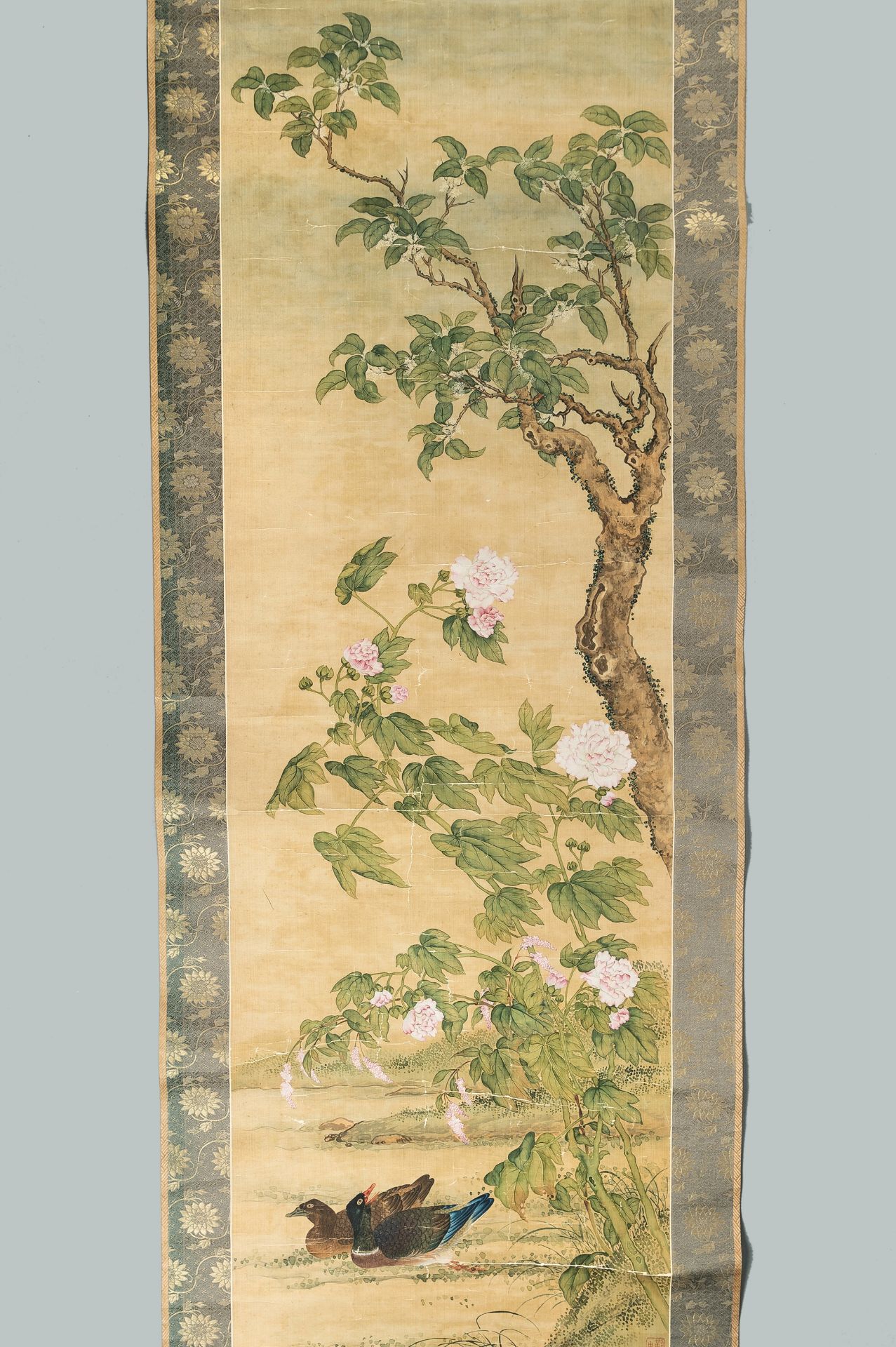 A GROUP OF THREE SCROLL PAINTINGS WITH DUCKS, BIRDS, AND RABBITS, QING - Image 13 of 30