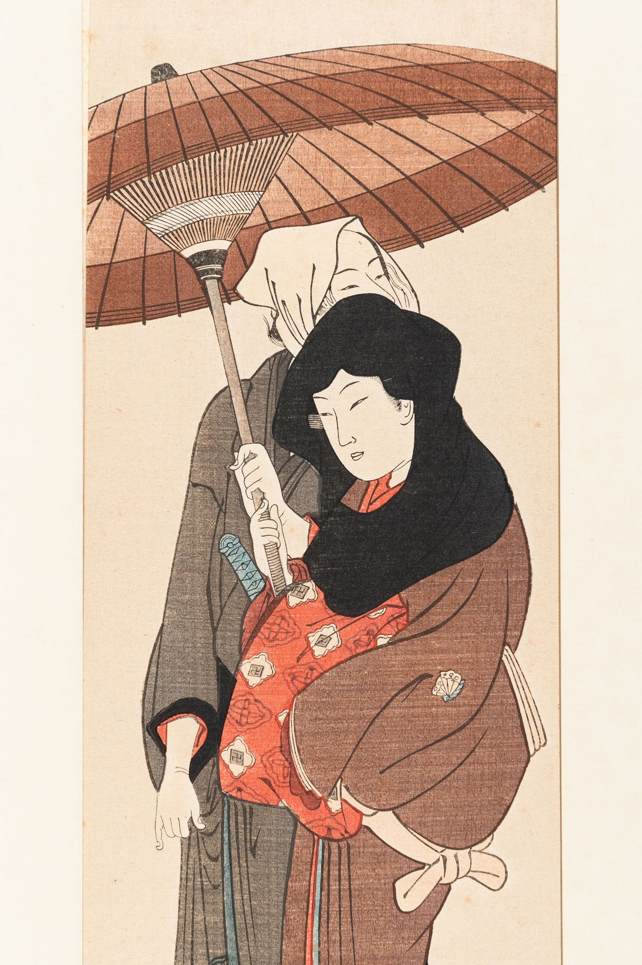 AFTER TORII KIYONAGA: TWO COLOR WOODBLOCK PRINT OF BEAUTIES - Image 7 of 12