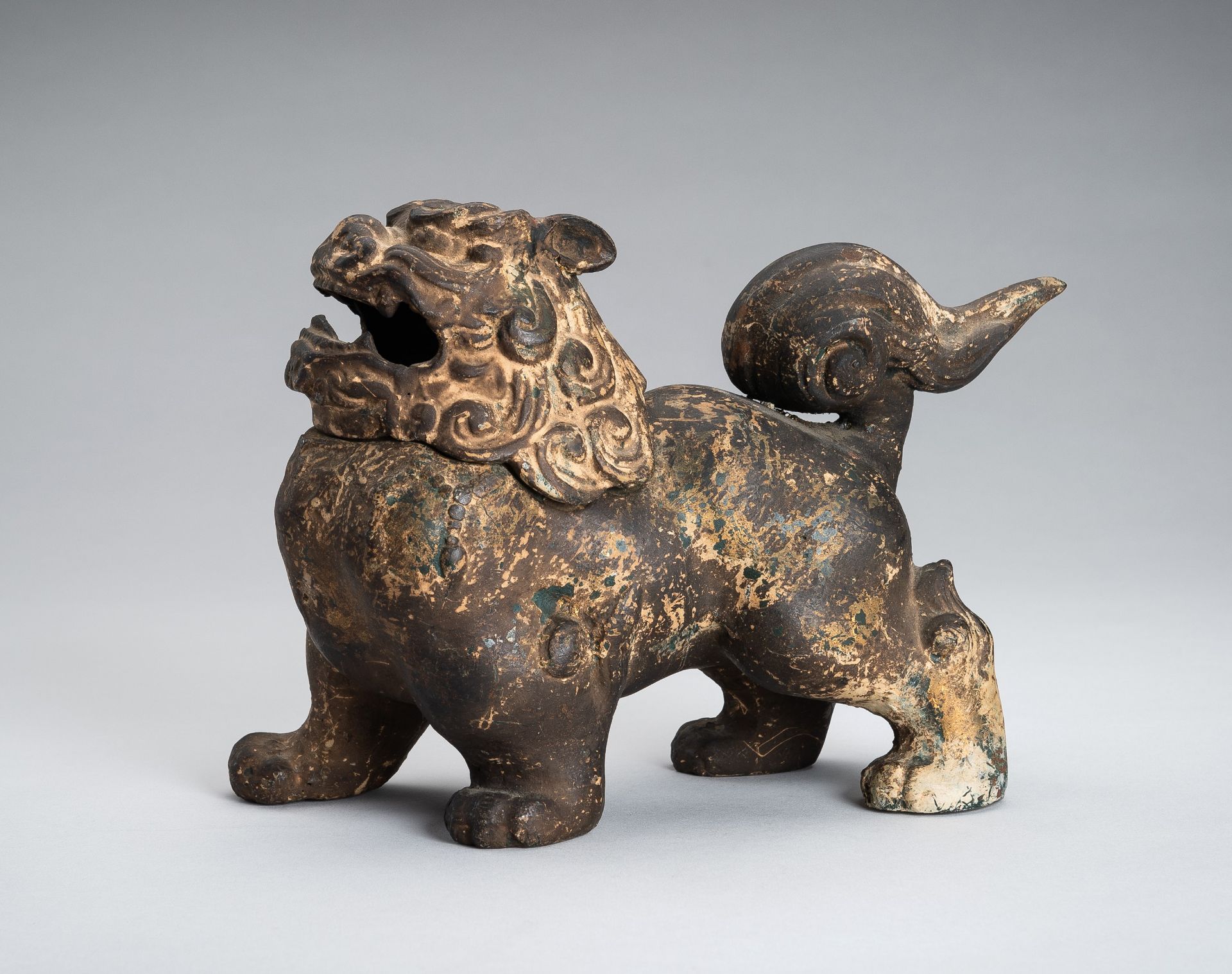 A CAST-IRON 'BUDDHIST LION' INCENSE BURNER, EDO