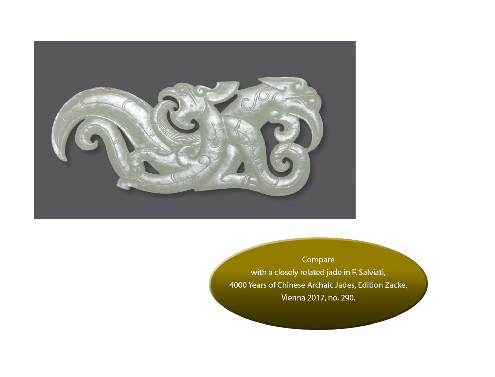 A PALE GREEN JADE CARVING WITH DRAGON AND PHOENIX, BEISHANTOU TYPE, WESTERN HAN - Bild 4 aus 7