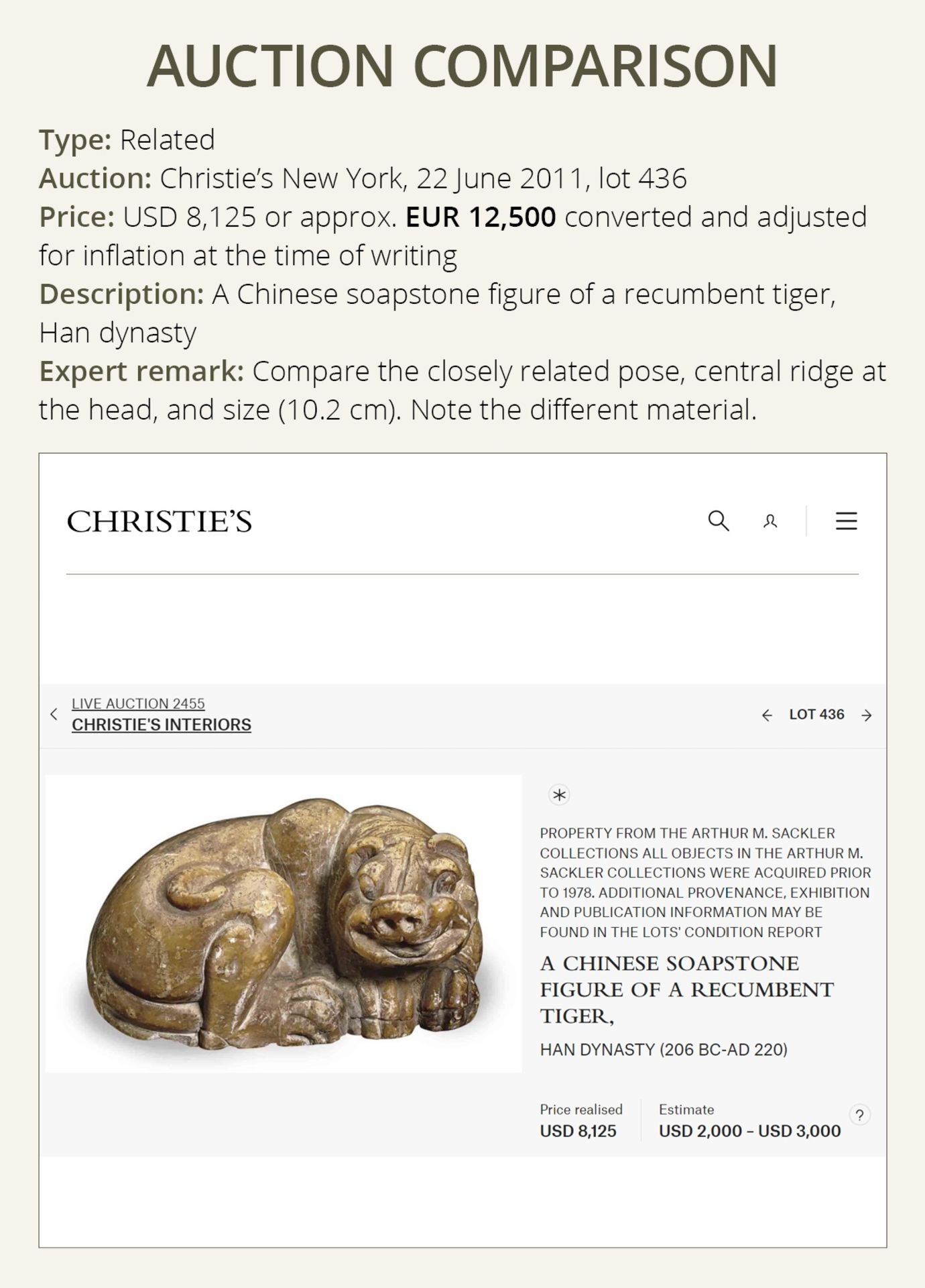 A LIMESTONE 'LION' MAT WEIGHT, HAN DYNASTY - Image 5 of 12