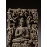 A SCHIST STELE DEPICTING BUDDHA, ANCIENT REGION OF GANDHARA, 3RD-4TH CENTURY