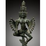 A BRONZE FIGURE OF A DANCING HEVAJRA, ANGKOR PERIOD, BAYON STYLE