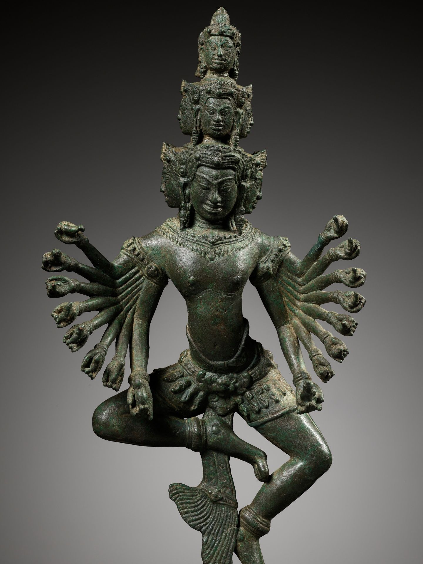 A BRONZE FIGURE OF A DANCING HEVAJRA, ANGKOR PERIOD, BAYON STYLE