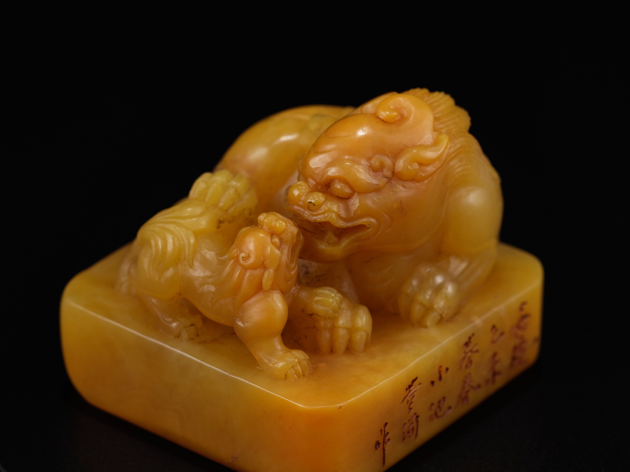 A TIANHUANG 'BUDDHIST LION AND CUB' SEAL, QING DYNASTY