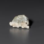 A PALE CELADON JADE 'HARE' PENDANT, LATE SHANG TO WESTERN ZHOU DYNASTY