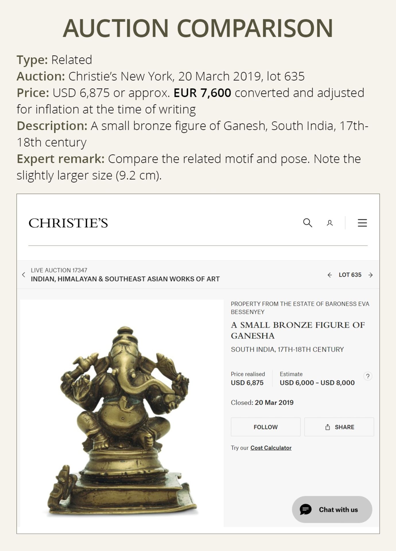 A SMALL BRONZE FIGURE OF GANESHA, SOUTH INDIA, 17TH - 18TH CENTURY - Image 7 of 14
