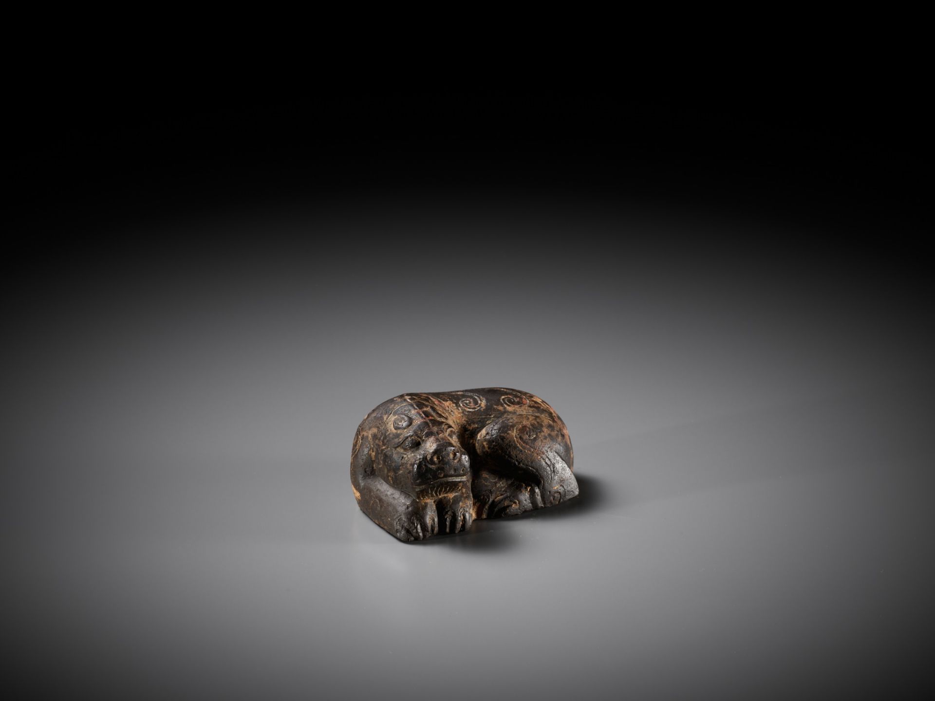 A LIMESTONE 'LION' MAT WEIGHT, HAN DYNASTY - Image 2 of 12